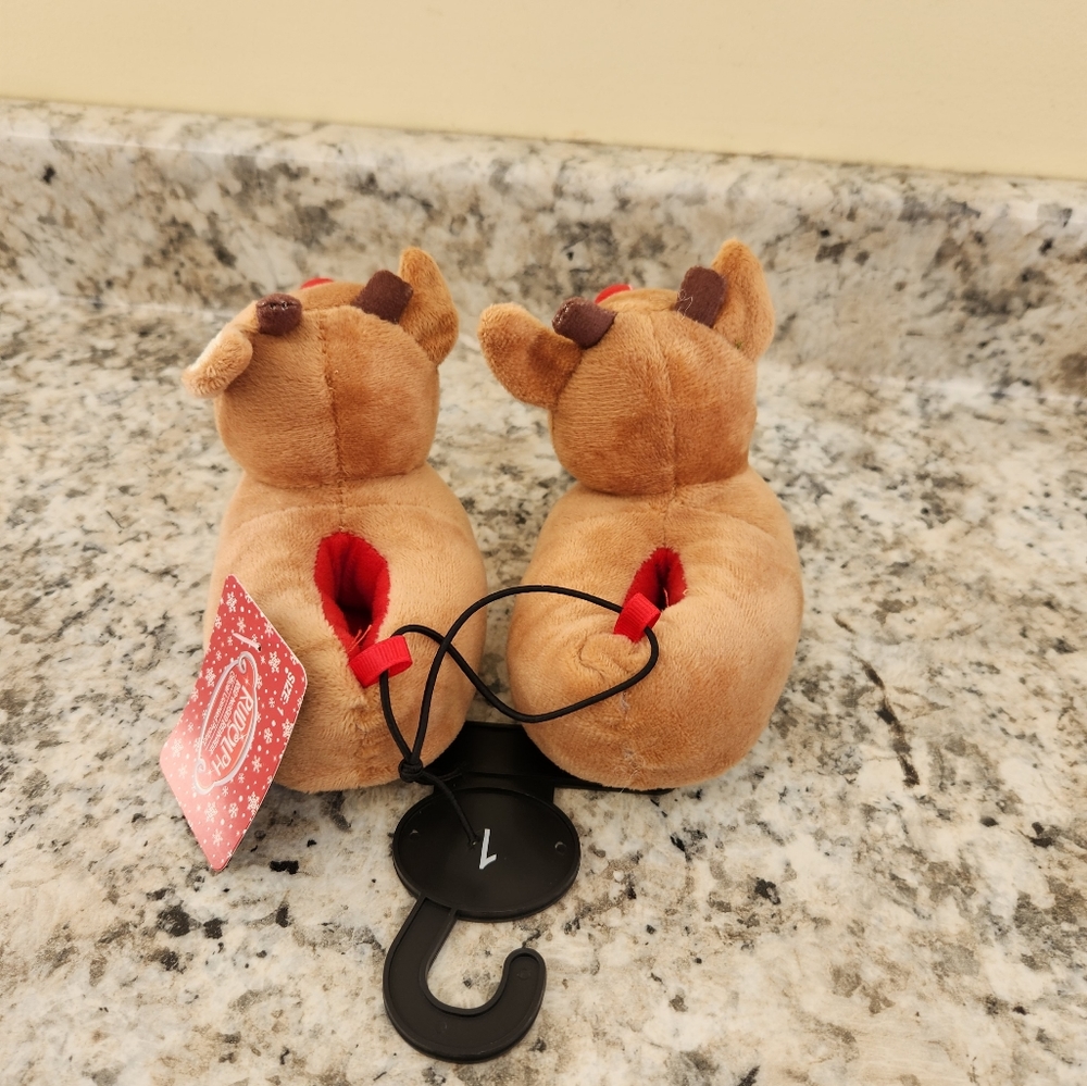 NWT Rudolph the Red Nosed Reindeer Kids Baby Slippers House Shoes Christmas Sz 1 - Picture 9 of 10